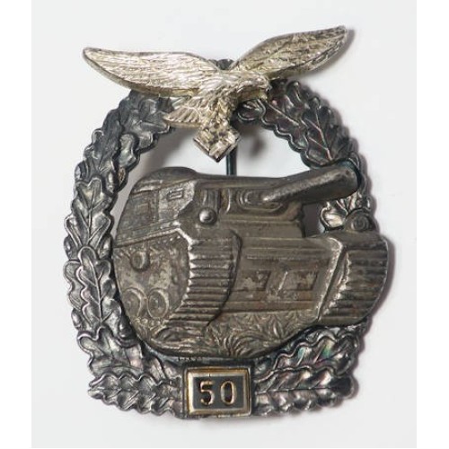 RD4803.)LUFTWAFFE NUMBERED PANZER ASSAULT BADGE FOR FIFTY ENGAGMENTS