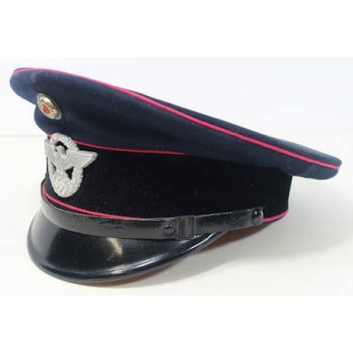 G262.)GERMAN FIRE PROTECTION POLICE ENLISTED RANKS VISOR CAP