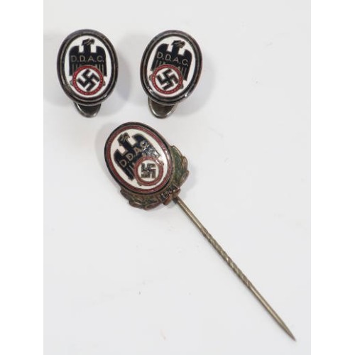 G271.)3rd RCH GERMAN AUTOMOTIVE CLUB MEMBER'S CUFF-LINKS AND STICKPIN